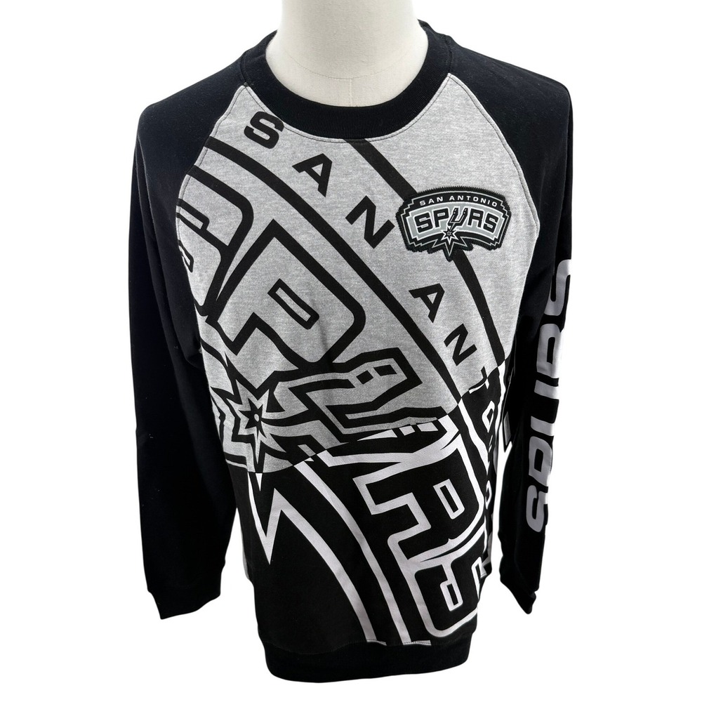 San Antonio‎ Spurs Raglan Graphic Sweatshirt Black Gray NBA Basketball Women's